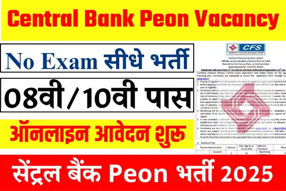 Central Bank Peon Vacancy
