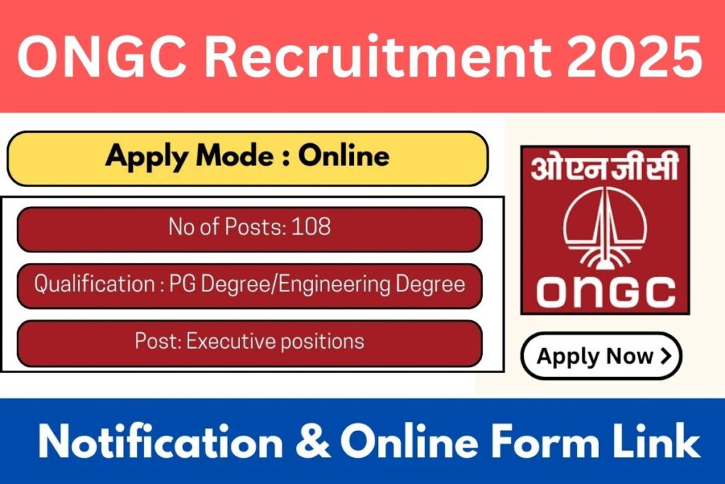 ONGC Recruitment 2025 on 100 posts