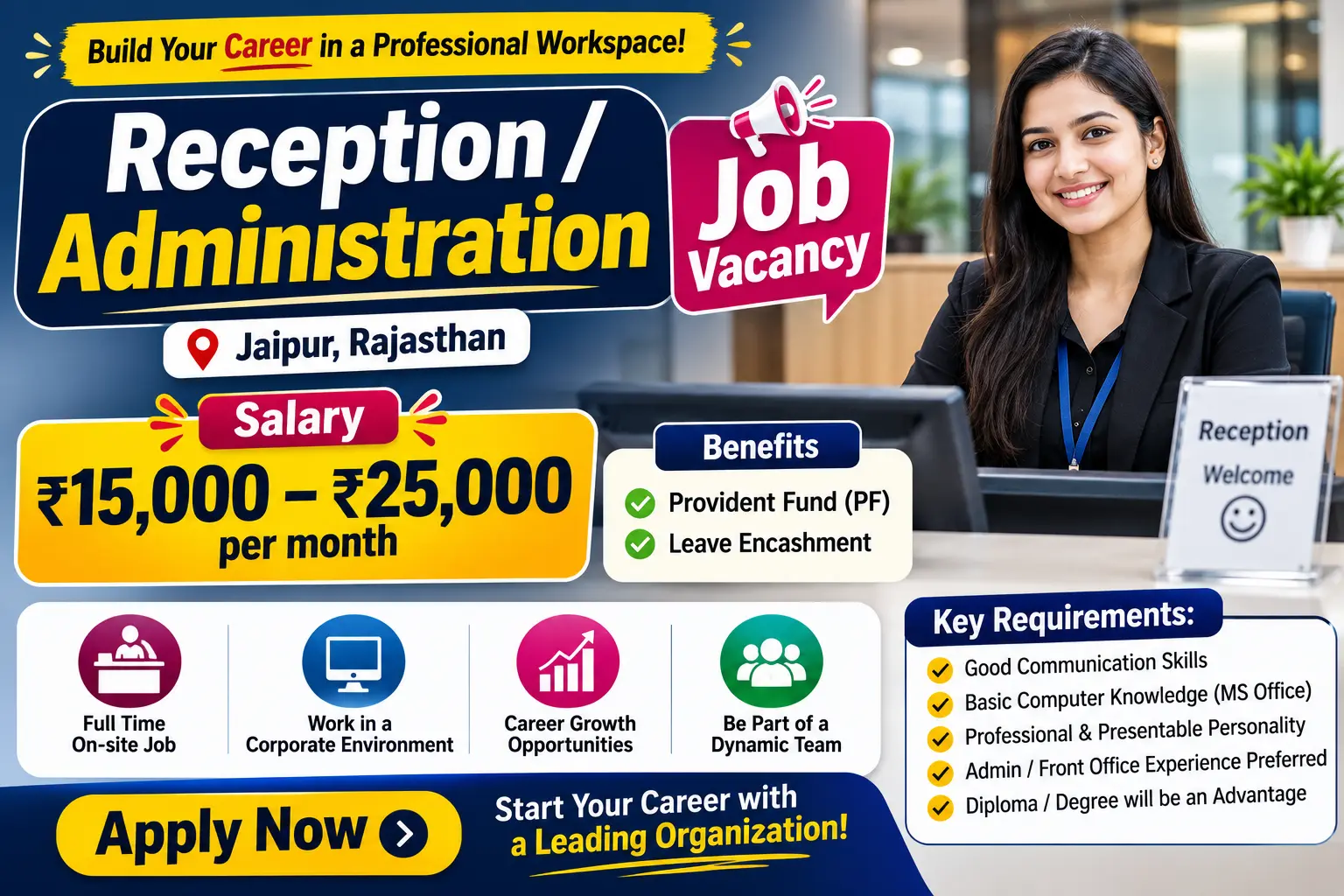 Reception Administration Job Vacancy in Jaipur